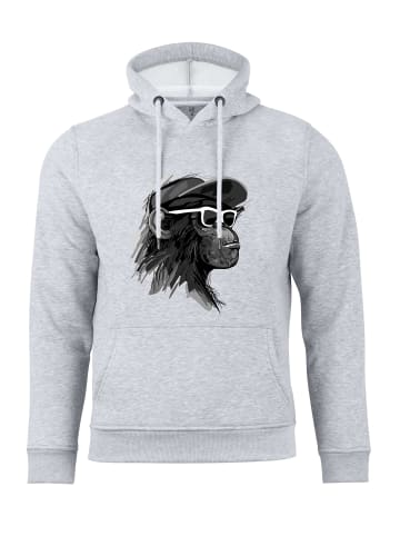 Cotton Prime® Kapuzensweatshirt mit Affenmotiv - Cool Monkey mit Brille in grau