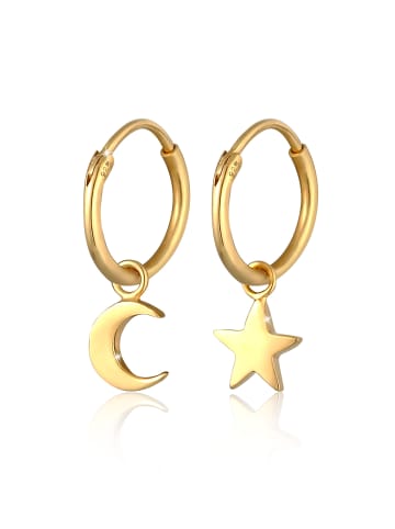 Elli Ohrringe 925 Sterling Silber Halbmond, Astro, Sterne in Gold