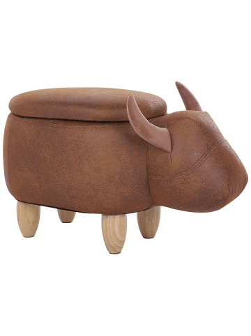 Beliani Tierhocker COW in Braun/Heller Holzfarbton - (W) 60 x (H) 35 x (L) 32 cm