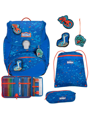 Scout Alpha Superflash Schulranzen-Set 4 tlg. Blue Dino in blau
