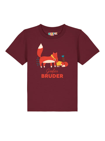 wat? Apparel T-Shirt Fuchs Großer Bruder in Weinrot