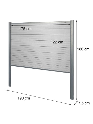 MCW WPC-Sichtschutz Savoie Alu-Pfosten, Basiselement, 190cm braun