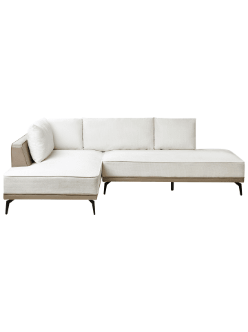 Beliani Ecksofa MYKEN in Weiß/Schwarz/Beige - (W) 260 x (H) 86 x (L) 180 cm