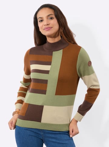 WITT WEIDEN Jacquard-Pullover in schoko-sand-geringelt
