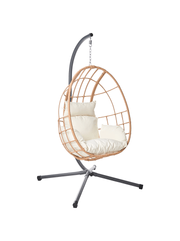 Beliani Hängesessel MALCESINE in /Beige/Grau - (W) 102 x (H) 195 x (L) 105 cm