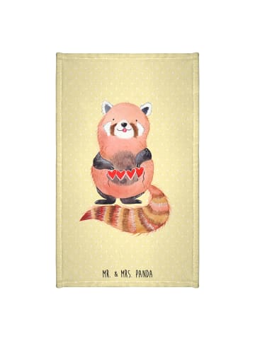 Mr. & Mrs. Panda Gästehandtuch Roter Panda ohne Spruch in Gelb Pastell