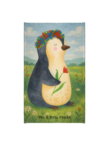 Mr. & Mrs. Panda Handtuch Pinguin Blumen Design ohne Spruch in Weiß