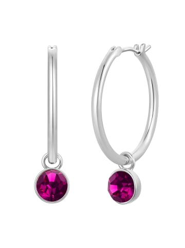 Lulu & Jane Creolen aus Messing mit Glaskristall in silber