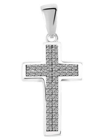 Adeliás Damen Anhänger – Kreuz Kreuzanhänger aus 925 Silber mit Zirkonia in silber