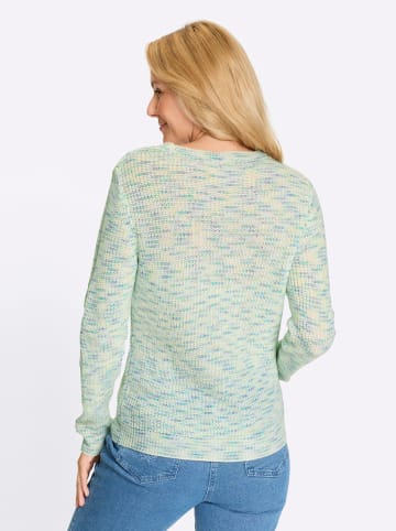 Sieh an! Rundhals-Pullover in pistazie-ecru-gemustert