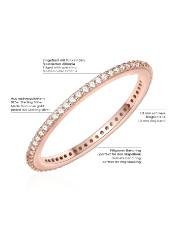 Glanzstücke München Ring aus Sterling Silber mit Zirkonia in roségold