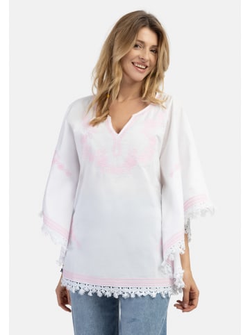VIRITA Women Poncho in Weiss Pink
