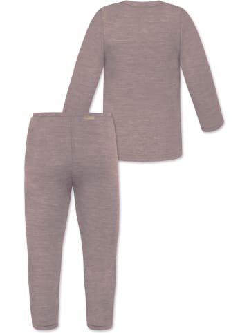 Normani Outdoor Sports Baby Merino Set Wollpullover und Unterhose in Rosa