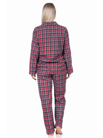 NORMANN langarm Flanell Schlafanzug Pyjama Set kariert in rot
