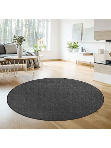 KADIMA DESIGN Teppich Kurzflor Rauten Wohnzimmer in Anthrazit