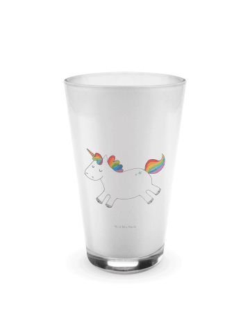 Mr. & Mrs. Panda Latte Macchiato Glas Einhorn Happy ohne Spruch in Transparent