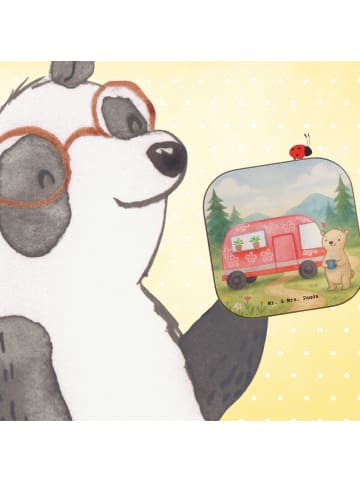Mr. & Mrs. Panda Glas-Untersetzer Bär Camper Design ohne Spruch in Weiß