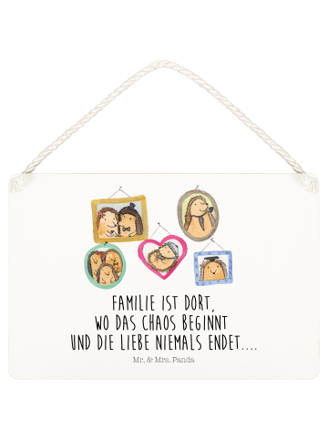 Mr. & Mrs. Panda Holztafel Igel Familie mit Spruch in Weiß