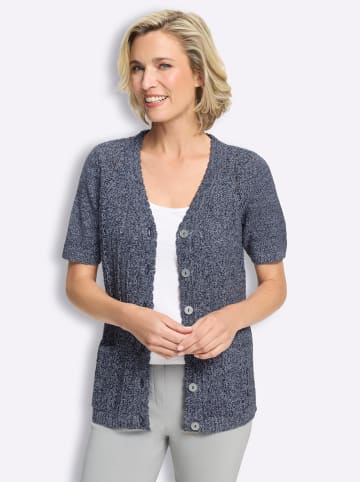 Sieh an! Strickjacke in marine-hellblau-meliert