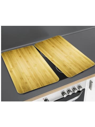 Wenko HOLZHOLZ LOOK Glasschutzplatten für Herd - 2 Stück in Braun, 30 x 0,5 x 52 cm