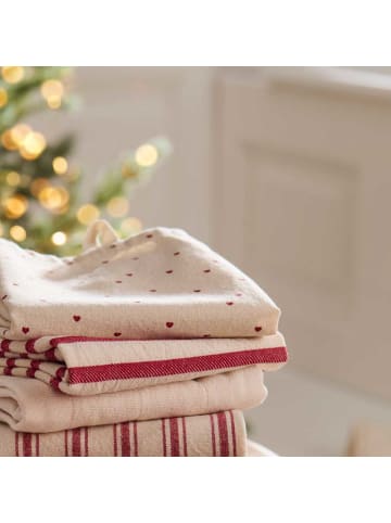 IB Laursen Geschirrtuch OLGA Natur mit Roten Querstreifen