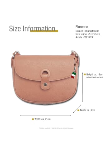 Florence Leder Schultertasche, Umhängetasche Florence Tasche rosa ca. 21cm