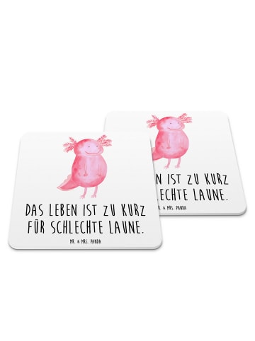 Mr. & Mrs. Panda Glasuntersetzer Axolotl Glücklich mit Spruch in Weiß
