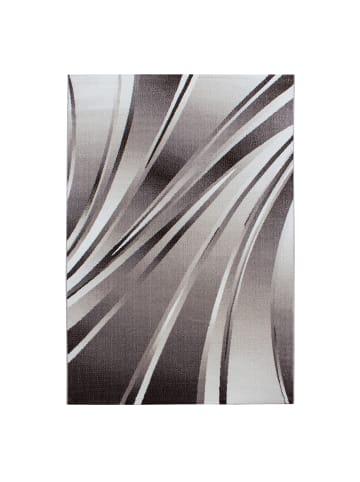 KADIMA DESIGN Teppich Kurzflor Waschbar Wellen DRAU Strapazierfähig OEKO-TEX in Braun