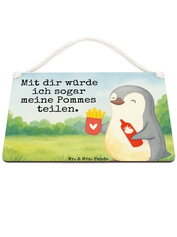 Mr. & Mrs. Panda Deko Hänger Pinguin Pommes Design mit Spruch in Weiß