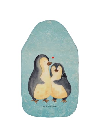 Mr. & Mrs. Panda Wärmflasche Pinguin umarmen ohne Spruch in Eisblau