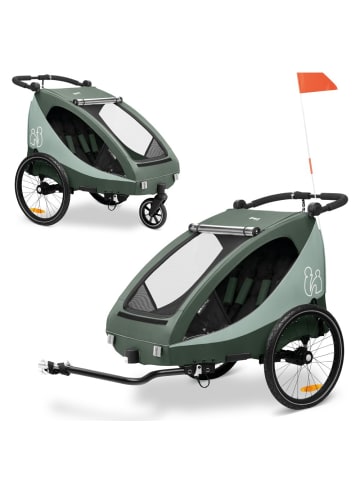 Hauck 2in1 Fahrradanhänger Dryk Duo Plus für 2 in gruen