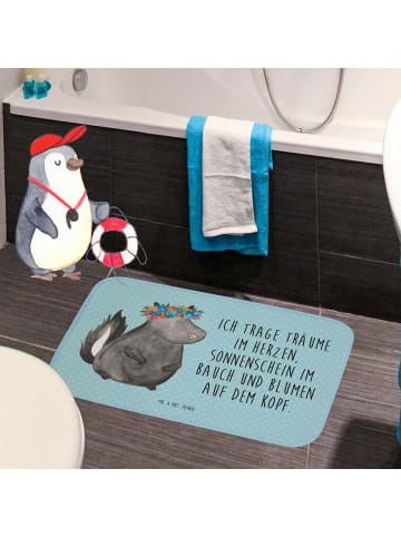 Mr. & Mrs. Panda Badematte Stinktier  mit Spruch in Türkis Pastell