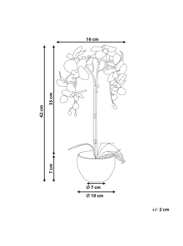 Beliani Kunstpflanze ORCHID in Grün/Weiß - (W) 16 x (H) 42 x (L) 10 cm
