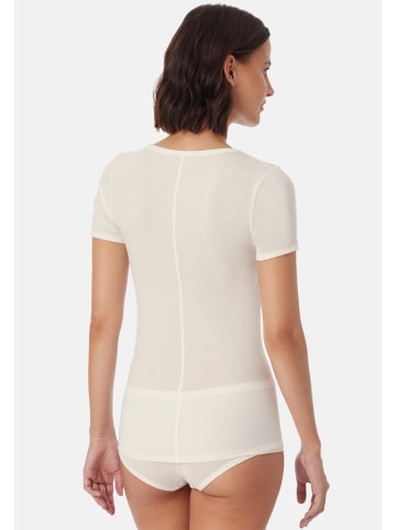 Schiesser Unterhemd / Shirt Kurzarm Personal Fit in Creme / schwarz / dunkelblau