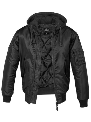 Brandit Jacke "Ma1 Sweat Hooded Jacket" in Schwarz