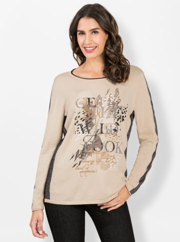 WITT WEIDEN Strickpullover in sand-schwarz-bedruckt