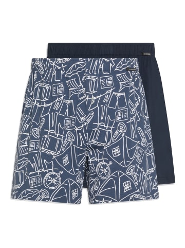 Schiesser Boxershorts Single-Jersey in Blau / Dunkelblau