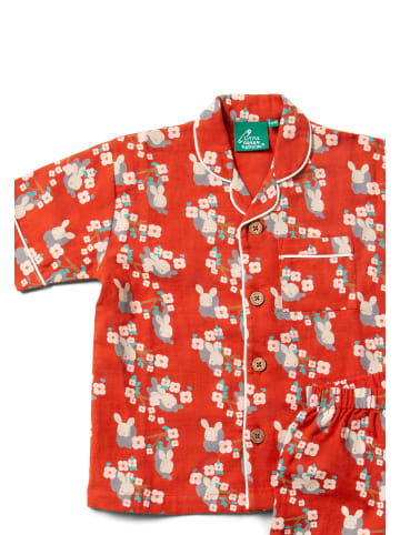 Little Green Radicals Durchgeknöpftes Pyjama-Shortset in Rot
