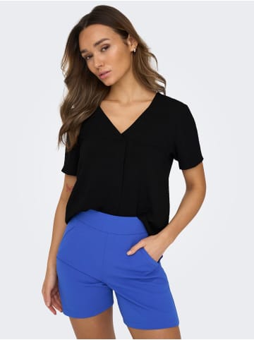 JACQUELINE de YONG Kurzarm Bluse V-Ausschnitt T-Shirt Business Oberteil JDYDIVYA in Schwarz