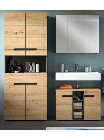 Inn.Furn Badmöbel-Set Eiche, grau 3-teilig 171 cm, Komplettset mit Soft-Close