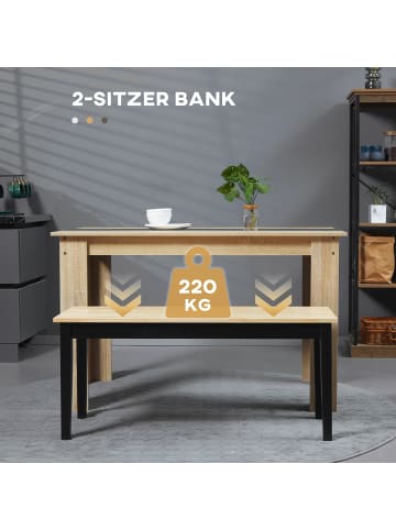 HOMCOM Sitzbank in Natur & Schwarz 102L x 36B x 45H cm