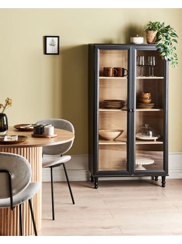 Beliani Vitrine TINGLEDALE in Schwarz/Braun - (W) 80 x (H) 151 x (L) 40 cm