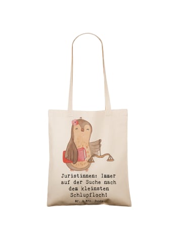 Mr. & Mrs. Panda Stofftasche Juristin Schlupfloch mit Spruch in Creme