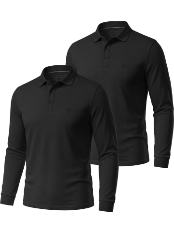 normani 2er Set Herren Langarm Poloshirt Lyroe in Schwarz