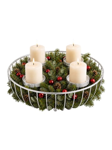 relaxdays Adventskranz in Silber - (H)10 x Ø 33 cm