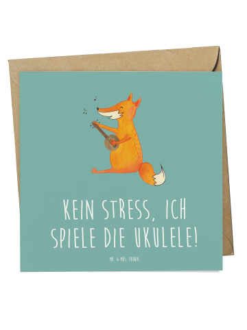 Mr. & Mrs. Panda Einladungskarte Ukulele Entspannung mit Spruch in Meeresbrise