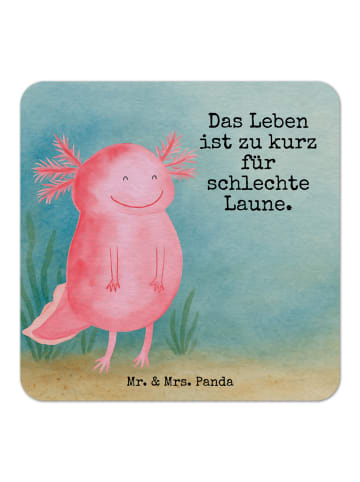 Mr. & Mrs. Panda Bierdeckel Axolotl Glücklich Design mit Spruch in Weiß