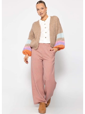SASSYCLASSY Cardigan mit bunten Statement-Ärmeln in Beige