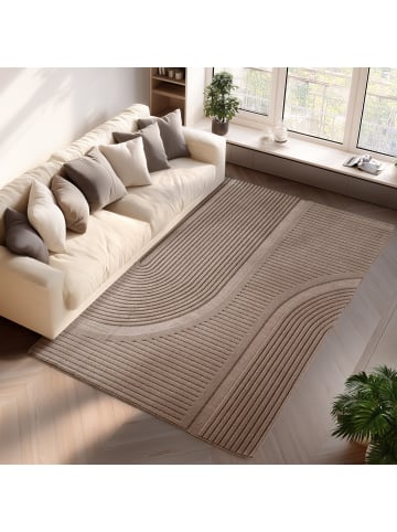 KADIMA DESIGN Teppich Kurzflor Boho Design Microfaser Baumwolle Schlafzimmer in Beige