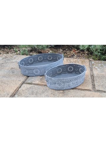 Ambiente Haus Tablett aus Metall grau 2erSet
